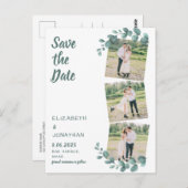 Greenery Foto Eucalyptus Wedding Save the Date Briefkaart (Voorkant / Achterkant)