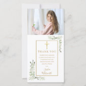 Greenery Foto First Heilige Communie Bedankkaart (Voorkant)