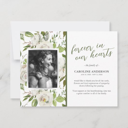 Greenery Foto Funeral Hartelijk dank Bedankkaart (Voorkant)