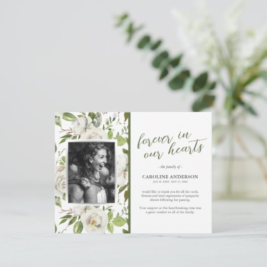 Greenery Foto Funeral Hartelijk dank Bedankkaart (Staand voorkant)