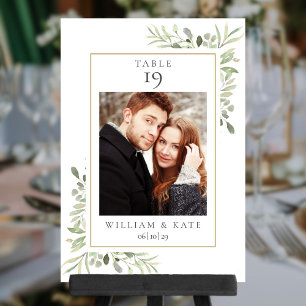Greenery Foto Name Date Wedding Kaart