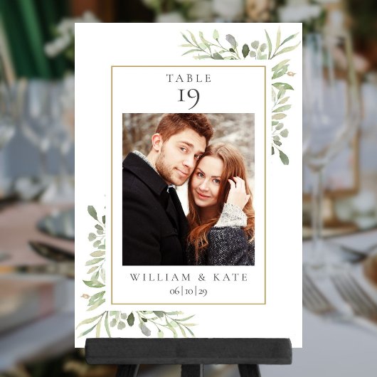 Greenery Foto Name Date Wedding Kaart