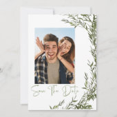 Greenery foto Sla de datum uitnodiging op (Voorkant)