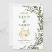 Greenery foto Sla de datum uitnodiging op (Achterkant)