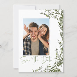 Greenery foto Sla de datum uitnodiging op