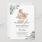 Greenery Fox Baby shower-uitnodiging Kaart (Voorkant)