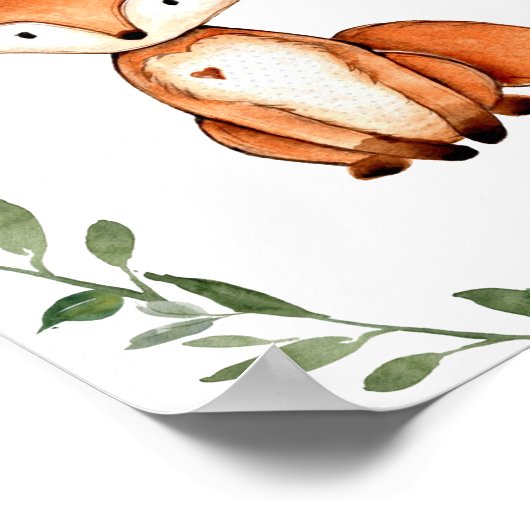 Greenery Fox Woodland Animals Nursery Wall Art Poster (Hoek)