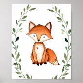 Greenery Fox Woodland Animals Nursery Wall Art Poster (Voorkant)