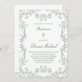 greenery frame Baptism Kaart (Voorkant / Achterkant)