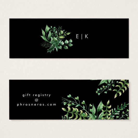 Greenery Fresh Leaf Modern Registry Insert Card Mini Visitekaartjes (Voorkant /achterkant)