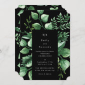 Greenery Fresh Leaf Modern Wedding Invitation Kaart (Voorkant / Achterkant)