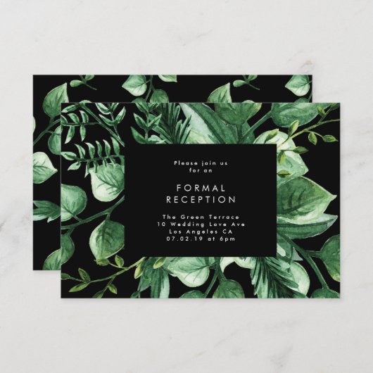 Greenery Fresh Leaf Modern Wedding Reception Card Informatiekaartje (Voorkant / Achterkant)