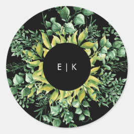 Greenery Fresh Leaf Modern Wedding Ronde Sticker