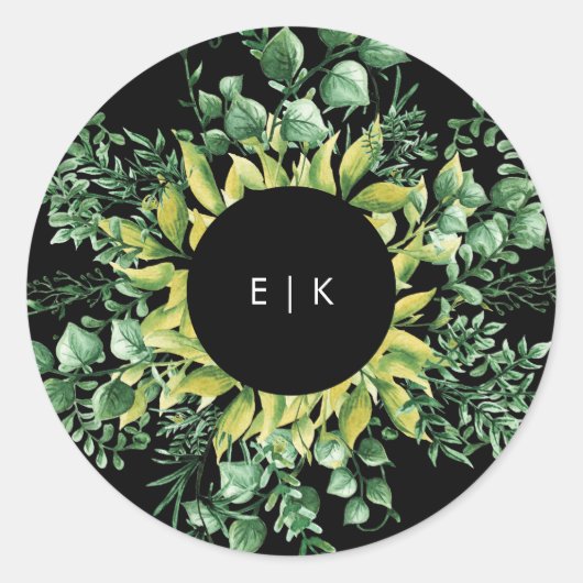 Greenery Fresh Leaf Modern Wedding Ronde Sticker (Voorkant)
