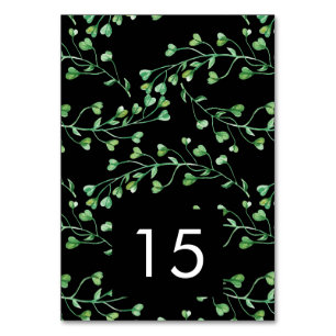 Greenery Fresh Leaf Modern Wedding Table Numbers Kaart