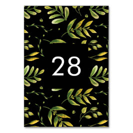 Greenery Fresh Leaf Modern Wedding Table Numbers Kaart