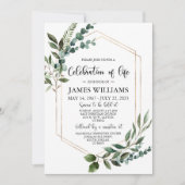 Greenery Funeral Celebration of life Invitation Kaart (Voorkant)