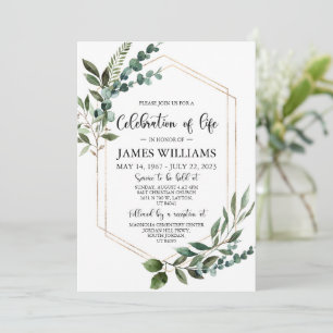 Greenery Funeral Celebration of life Invitation Kaart