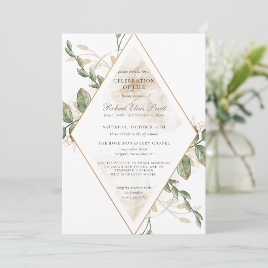 Greenery Funeral Celebration of Life Kaart (Staand voorkant)