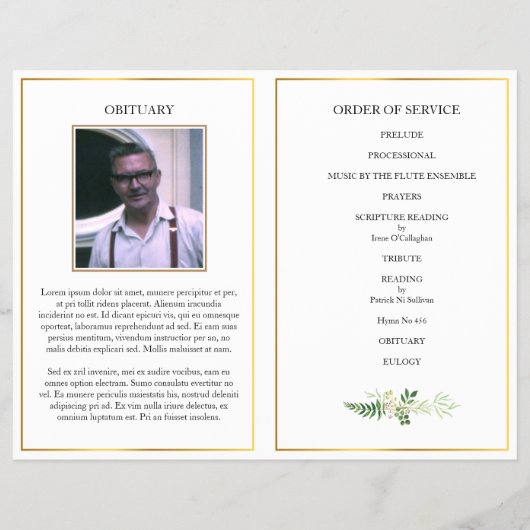 Greenery Funeral Memorial Fotoprogramma vader Flyer (Achterkant)