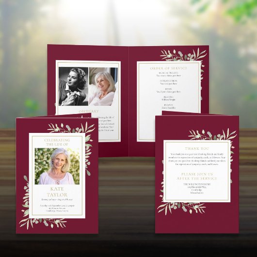 Greenery Funeral Memorial gevouwen volgorde van di Programma