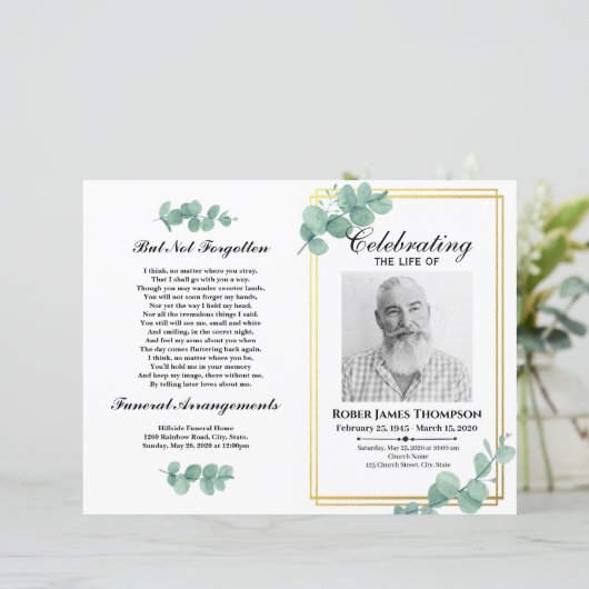 Greenery Funeral Memorial Order of Service Program (Staand voorkant)