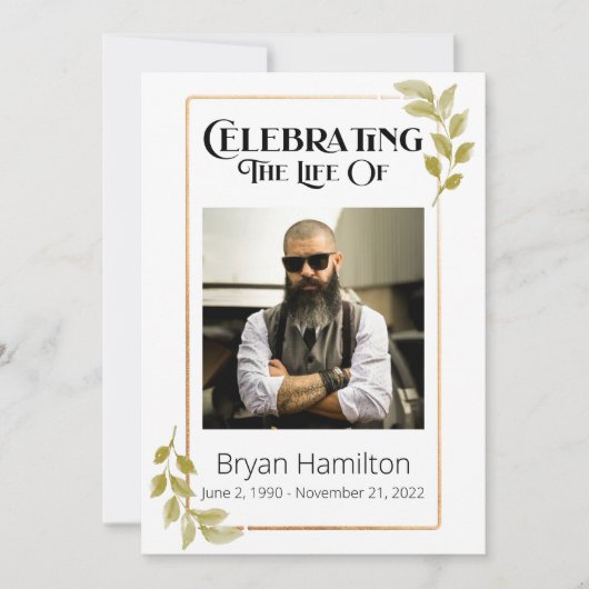 Greenery Funeral Memorial Order of Service Program Kaart (Voorkant)