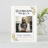 Greenery Funeral Memorial Order of Service Program Kaart (Staand voorkant)