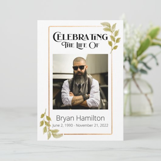 Greenery Funeral Memorial Order of Service Program Kaart (Staand voorkant)