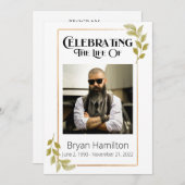 Greenery Funeral Memorial Order of Service Program Kaart (Voorkant / Achterkant)