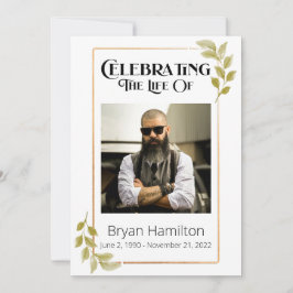 Greenery Funeral Memorial Order of Service Program Kaart