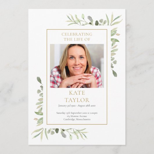 Greenery Funeral Memorial Order of Service Program Programmakaart (Voorkant)