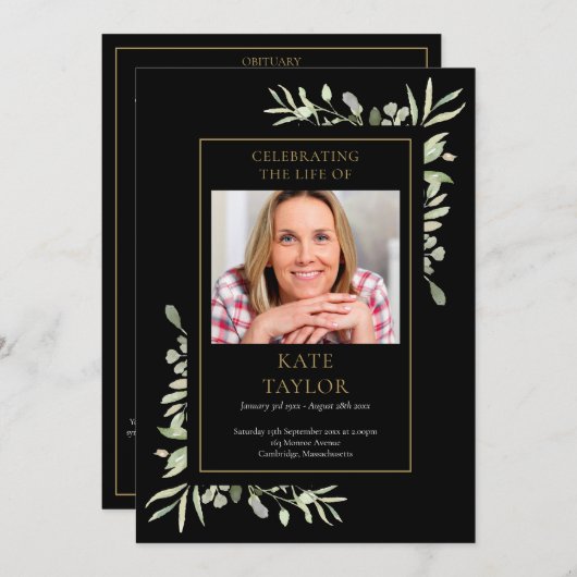 Greenery Funeral Memorial Order of Service Program Programmakaart (Voorkant / Achterkant)