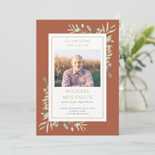 Greenery Funeral Memorial Order of Service Program Programmakaart (Staand voorkant)