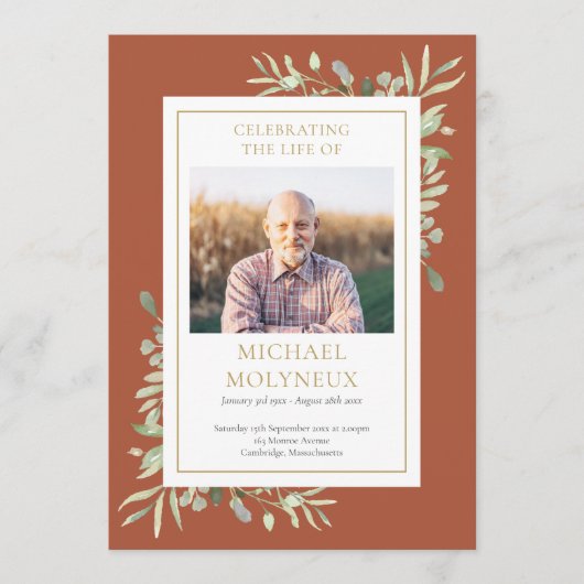 Greenery Funeral Memorial Order of Service Program Programmakaart (Voorkant)