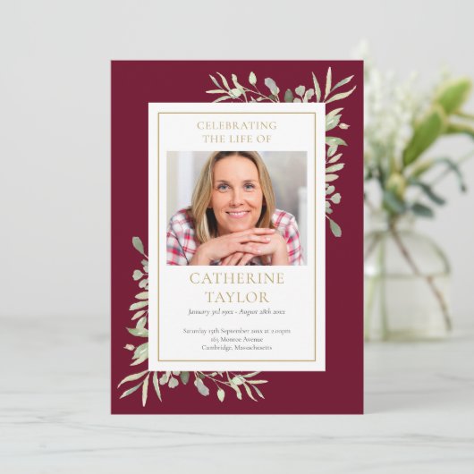 Greenery Funeral Memorial Order of Service Program Programmakaart (Staand voorkant)