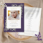 Greenery Funeral Memorial Order of Service Program Programmakaart