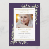 Greenery Funeral Memorial Order of Service Program Programmakaart (Voorkant)