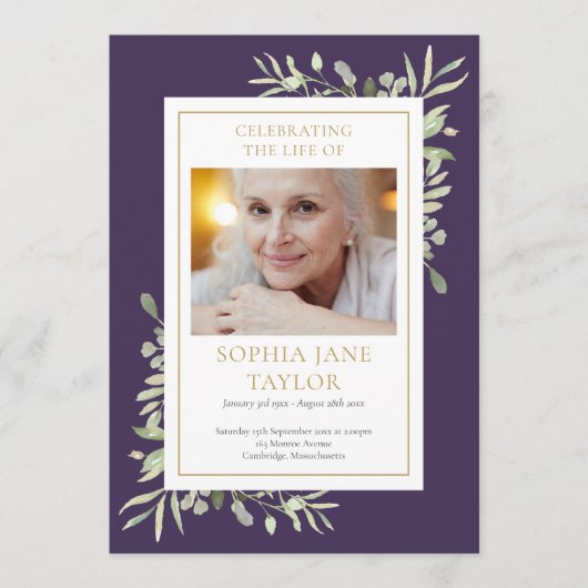 Greenery Funeral Memorial Order of Service Program Programmakaart (Voorkant)