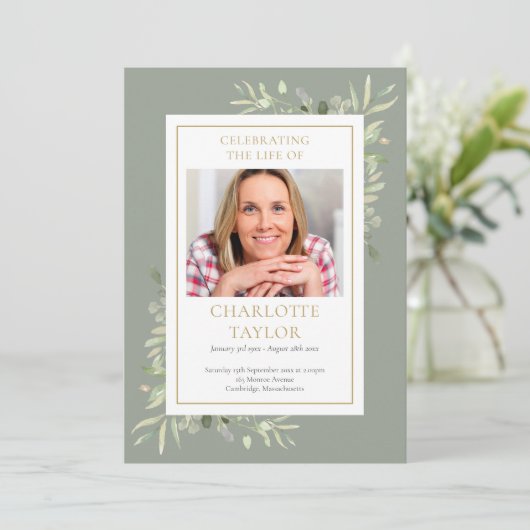 Greenery Funeral Memorial Order of Service Program Programmakaart (Staand voorkant)