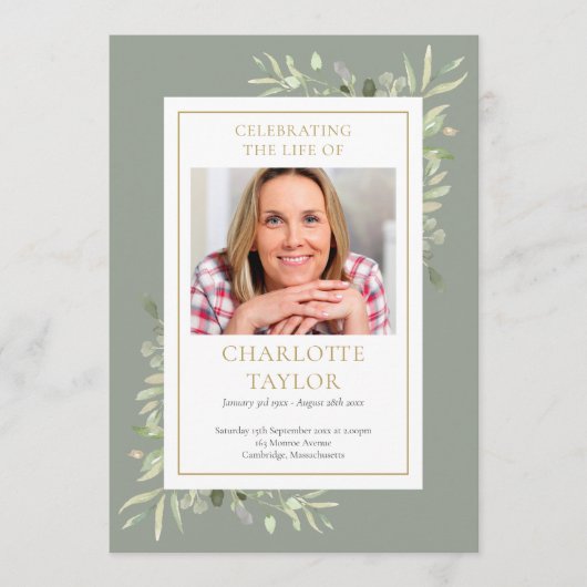 Greenery Funeral Memorial Order of Service Program Programmakaart (Voorkant)