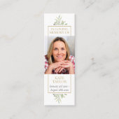 Greenery Funeral Memorial Poem Foto Bladwijzer Mini Visitekaartje (Voorkant)