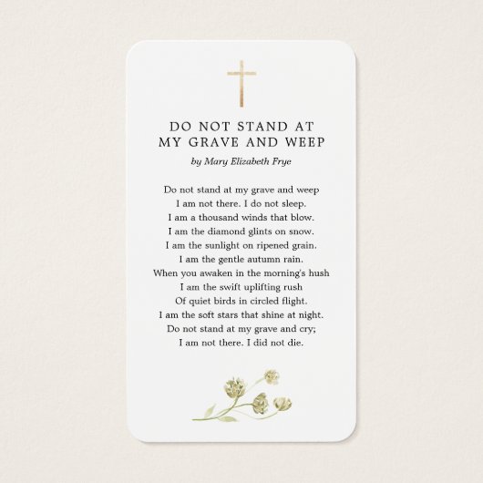 Greenery Funeral Memorial Poem Kaart (Achterkant)
