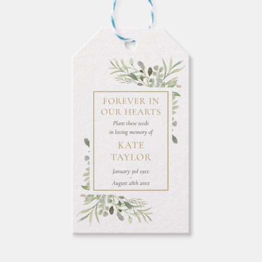 Greenery Funeral Memorial Seed Packet Cadeaulabel (Voorkant)
