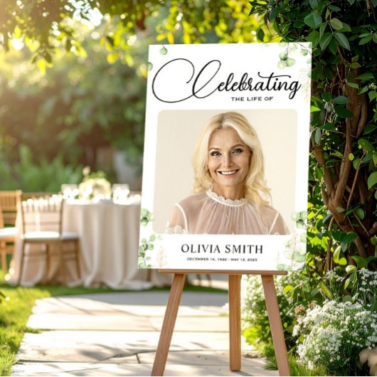 Greenery Funeral Photo Memorial Welkomstbord Poster