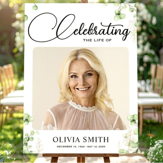 Greenery Funeral Photo Memorial Welkomstbord Poster