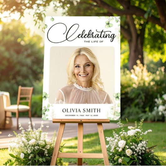 Greenery Funeral Photo Memorial Welkomstbord Poster