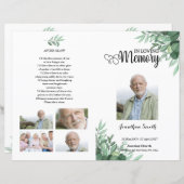 Greenery Funeral Programme Sjabloon (Voorkant / Achterkant)