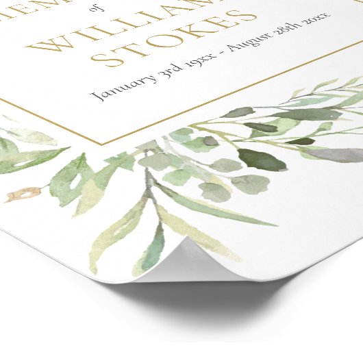 Greenery Funeral Share A Memory Sign Poster (Hoek)