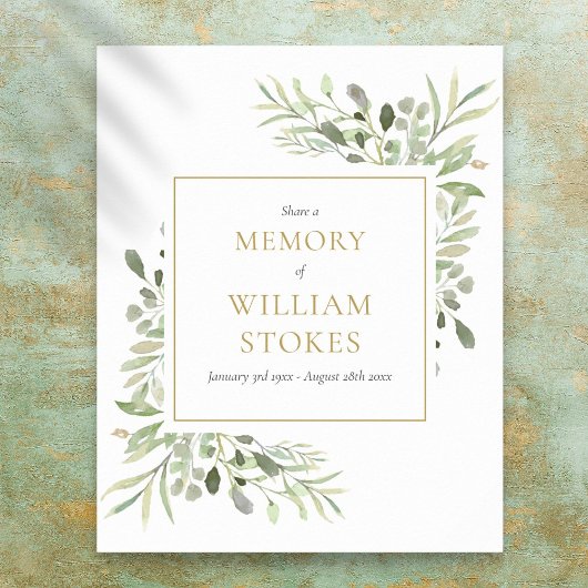 Greenery Funeral Share A Memory Sign Poster